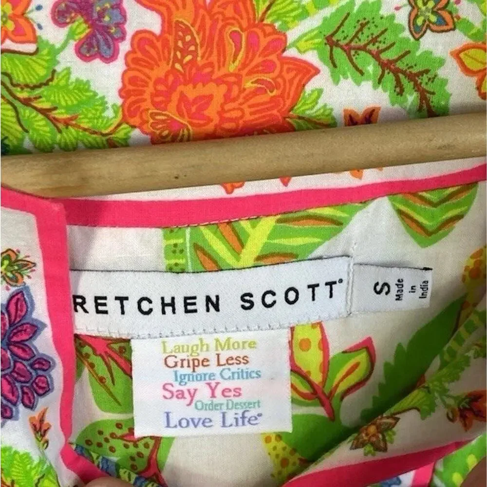 Gretchen Scott Glorious Split Neck Tunic Top & Pants Women’s Floral Small - Picture 3 of 16